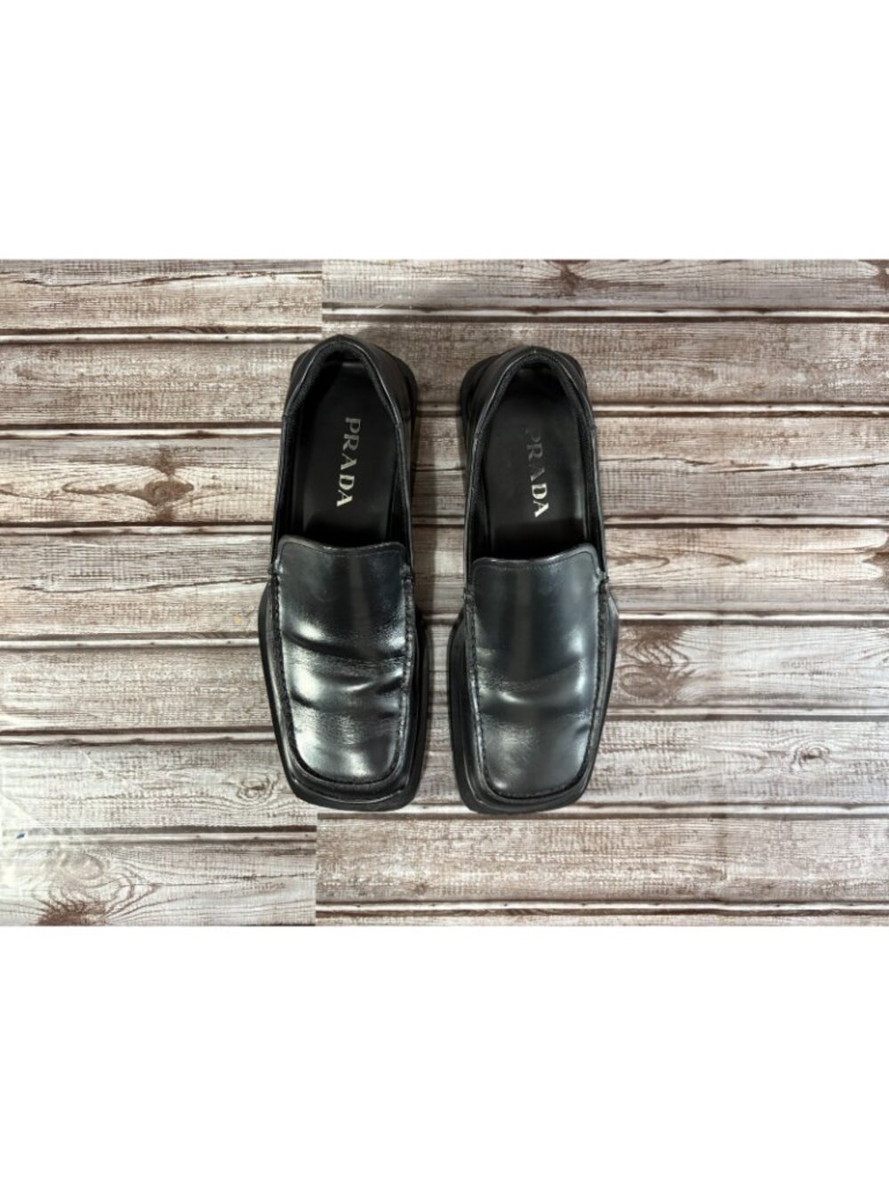 PRADA Platform Leather Loafer Prada Size 7 US color black mspr $1290 - Picture 2 of 9